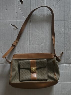 Carryland Brown Canvas and Faux Leather Crossbody Bag (22 inches)
